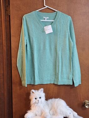 croft & barrow Seafoam Green V-Neck Sweater